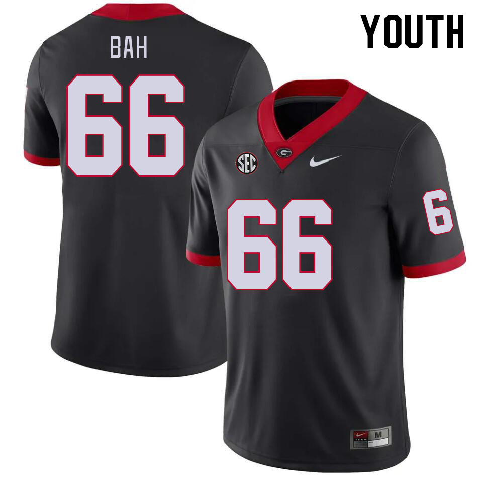 Youth #66 Aliou Bah Georgia Bulldogs College Football Jerseys Stitched-Black